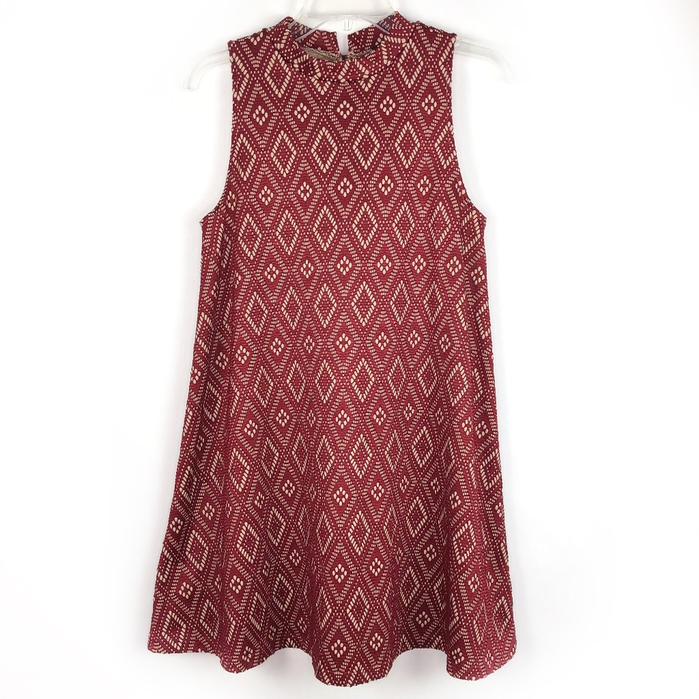 Everly Anthropologie Lace Overlay Burgundy Red A-Line Dress Women's Sz Small